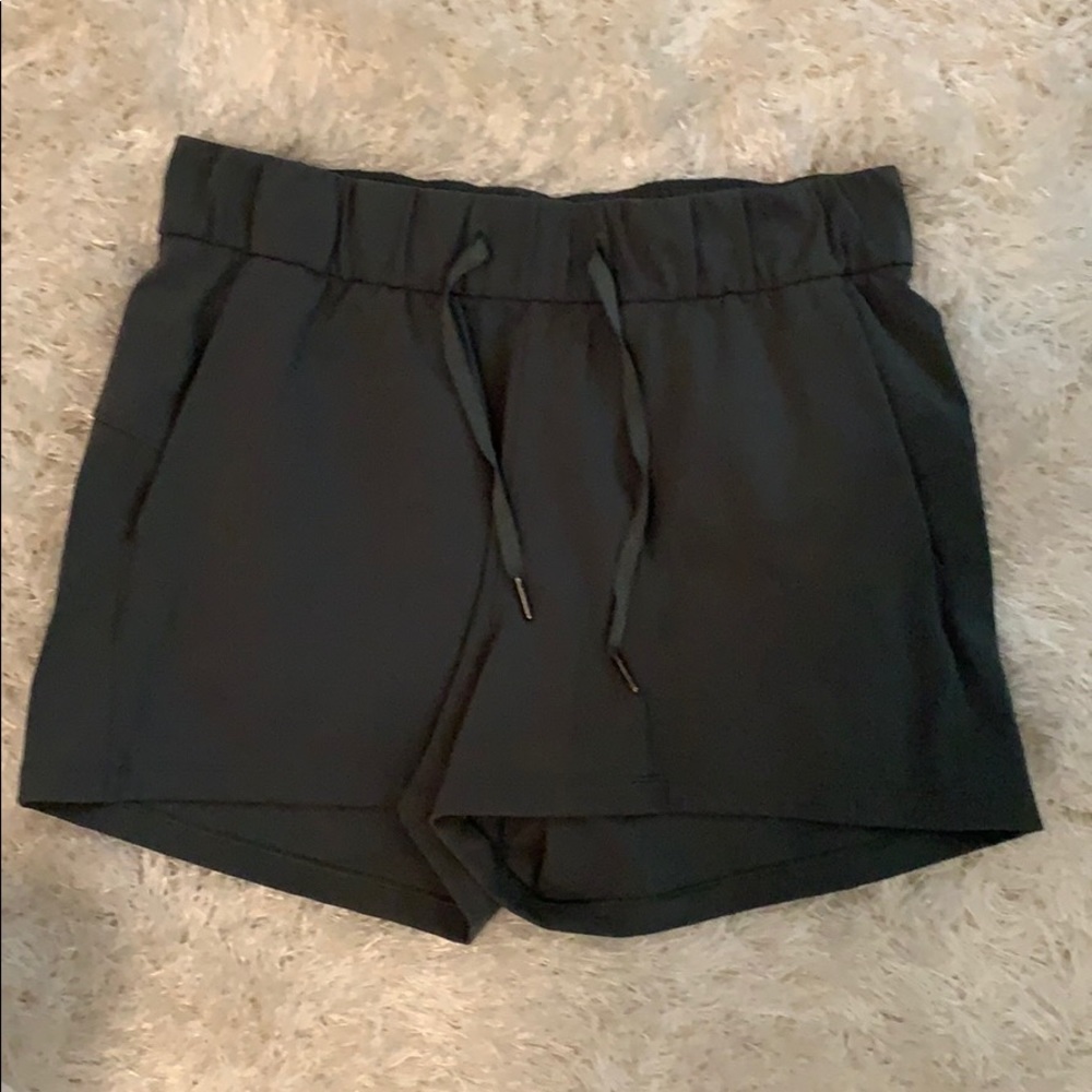 Army green Lululemon 2.5” On the Fly Shorts